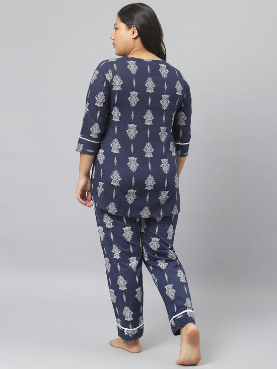 Women's Floral Print Cotton Night Suit Set