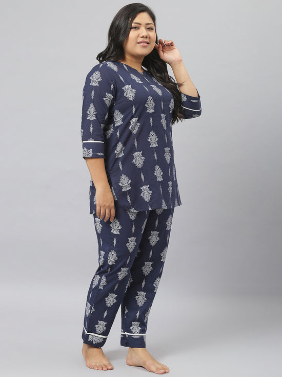 Women's Floral Print Cotton Night Suit Set