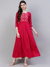 Women's Embroidered Rayon Flared Kurta