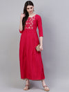 Women's Embroidered Rayon Flared Kurta