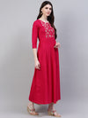 Women's Embroidered Rayon Flared Kurta