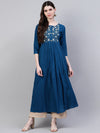 Women's Embroidered Rayon Flared Kurta