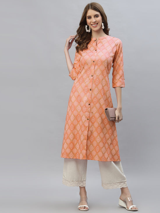 Women's Bandhani Printed Cotton Blend A-Line Kurta