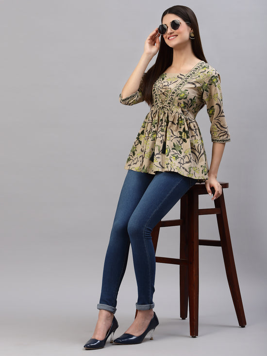 Women's Floral Printed Cotton Top