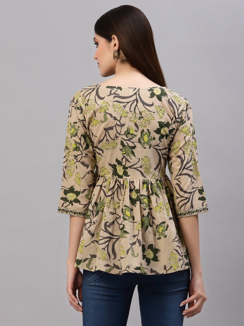 Women's Floral Printed Cotton Top