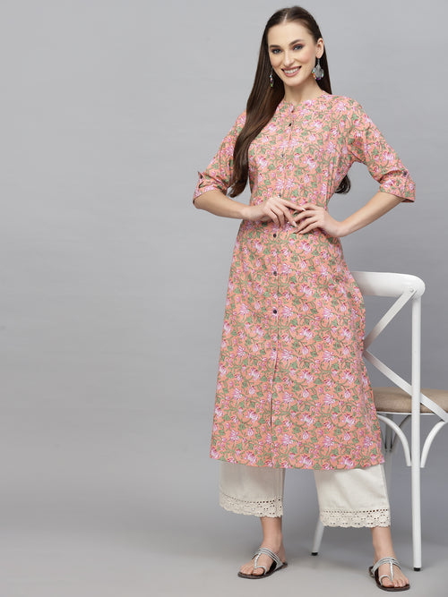 Women's Printed Cotton A-Line Kurta