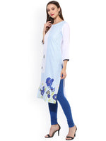 Ahika Women White Color Crepe Fabric Fancy Printed A Line Kurta