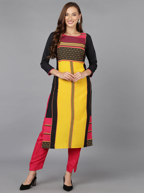 Ahika Women Crepe Colourblock Printed