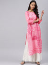 Ahika Women Festive Wear Crepe Fabric Pink Color Printed Trendy Kurti