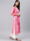 Ahika Women Festive Wear Crepe Fabric Pink Color Printed Trendy Kurti