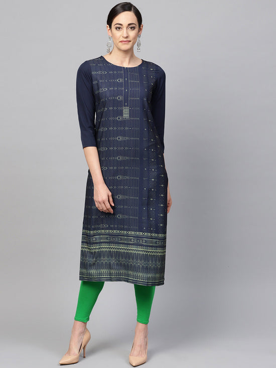 Ahika Women Crepe Fabric Navy Blue Color Fancy Daily Wear Kurti