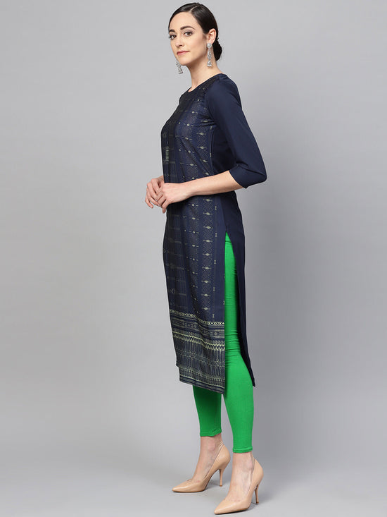 Ahika Women Crepe Fabric Navy Blue Color Fancy Daily Wear Kurti