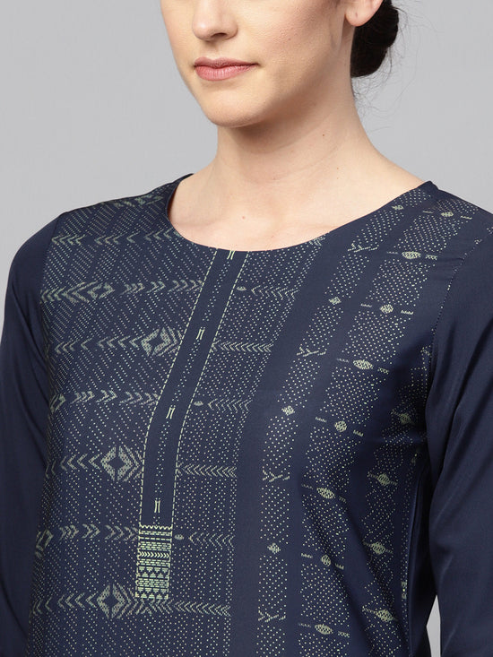 Ahika Women Crepe Fabric Navy Blue Color Fancy Daily Wear Kurti