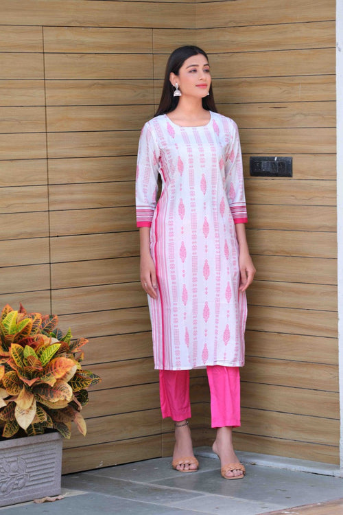 Women Crepe Fabric Pink Printed Fancy Daily Wear Kurti