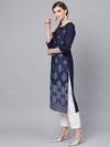 Ahika Women Casual Wear Crepe Fabric Navy Blue Color Trendy Kurti