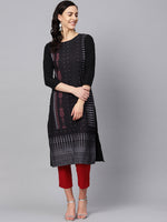 Ahika Women Crepe Fabric Black Color Printed Daily Wear Kurti