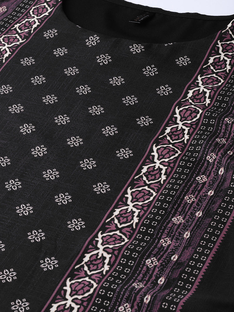Ahika Women Crepe Fabric Simple Function Wear Black Color Kurti