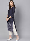 Ahika Women Crepe Fabric Navy Blue Color Printed Fancy Daily Wear Kurti