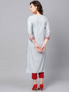 Ahika Women Crepe Fabric Trendy Festive Wear Grey Color Printed Kurti