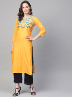 Ahika Women Crepe Fabric Mustard Color Printed Fancy Daily Wear Kurti