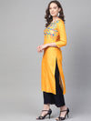 Ahika Women Crepe Fabric Mustard Color Printed Fancy Daily Wear Kurti