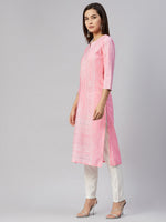 Ahika Women Pink White Ethnic Motifs Printed Kurta 1