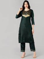 Ahika Women Green Woven Design Kurtas