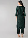 Ahika Women Green Woven Design Kurtas