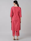 Ahika Women Fuchsia Woven Design Kurtas