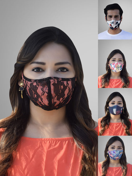 Unisex 5 Pcs 2-Ply Printed Reusable Outdoor Masks