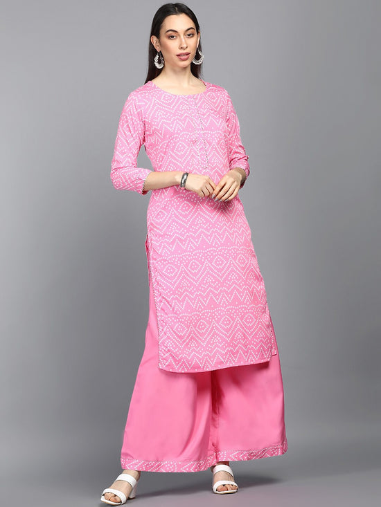 Ahika Polyester Printed Kurta Palazzo Set