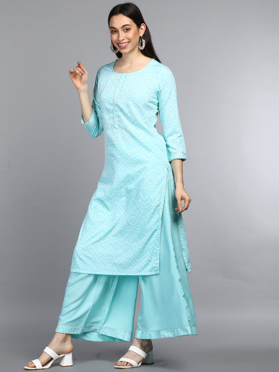 Ahika Polyester Printed Kurta Palazzo Set