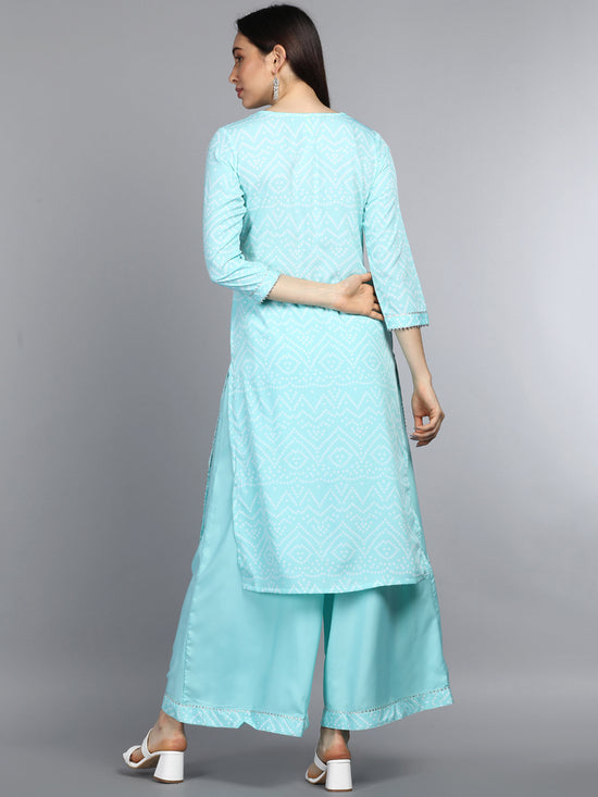 Ahika Polyester Printed Kurta Palazzo Set