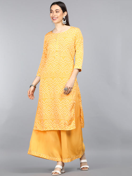 Ahika Polyester Printed Kurta Palazzo Set