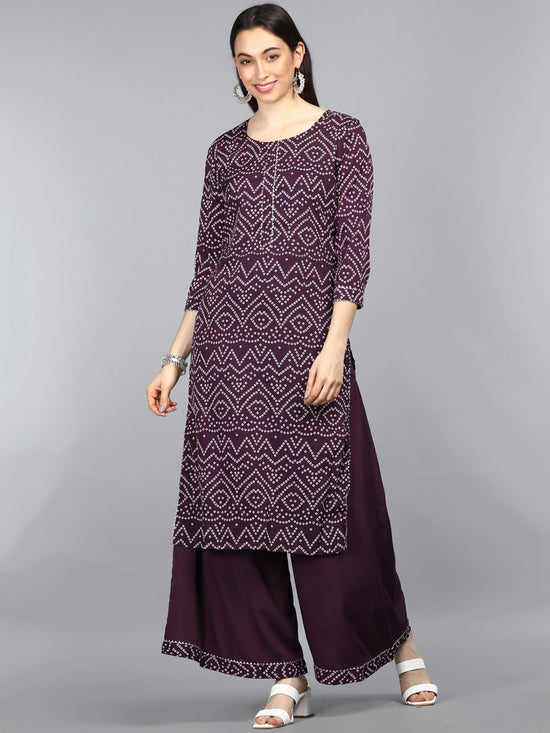 Ahika Poly Crepe Printed Kurta Palazzo Set