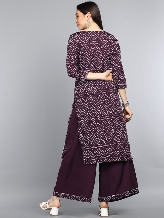 Ahika Poly Crepe Printed Kurta Palazzo Set