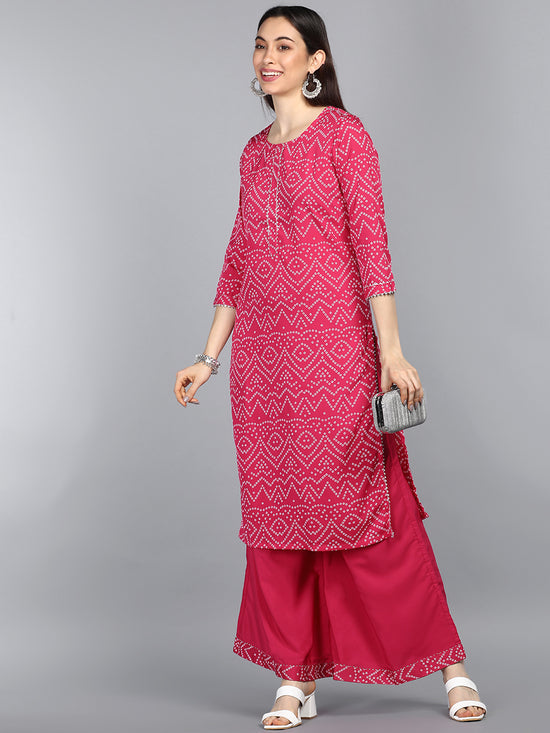 Ahika Poly Crepe Printed Kurta Palazzo Set