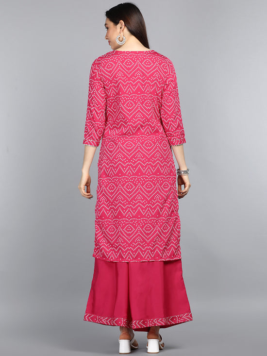 Ahika Poly Crepe Printed Kurta Palazzo Set