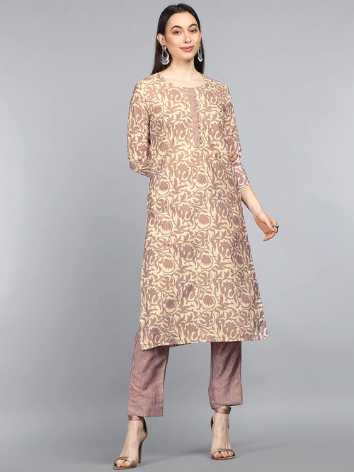 Ahika Polyester Printed Kurta Pant Set