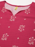 Ahika Women Crepe Pink Ethnic Motifs Printed Straight Kurta Pant Set