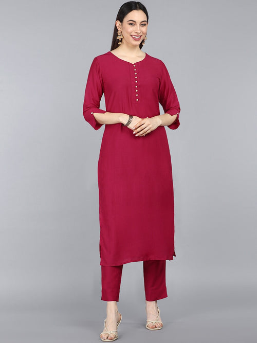 Ahika Poly Silk Solid Kurta Pant Set