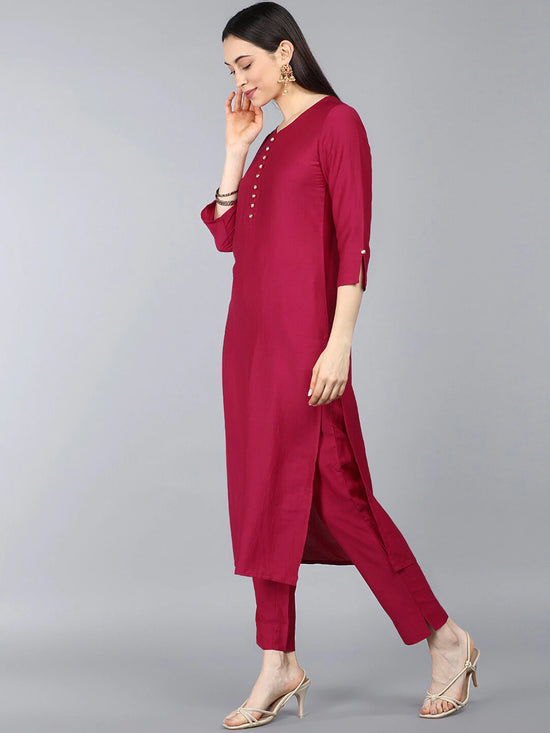 Ahika Poly Silk Solid Kurta Pant Set