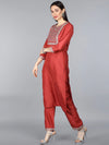 Ahika Poly Silk Printed Kurta Trouser Set