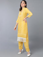 Poly Silk Yellow Solid Kurta Pant With