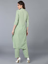 Poly Silk Green Solid Kurta Pant With