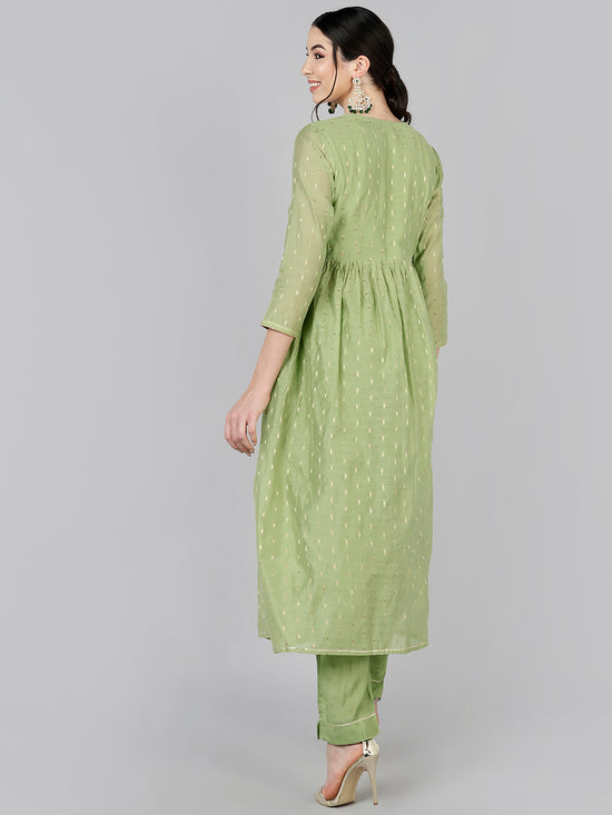 Ahika Poly Chanderi Woven Design Kurta Trousers