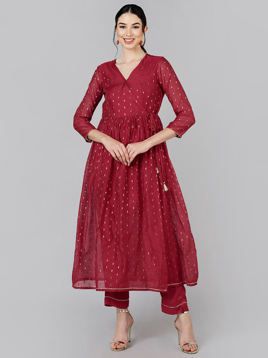 Ahika Poly Chanderi Woven Design Kurta Trousers