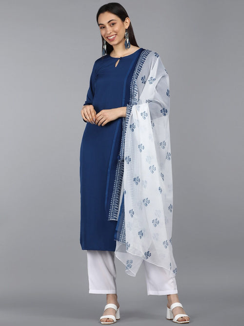 Ahika Poly Crepe Printed Kurta Pant Dupatta