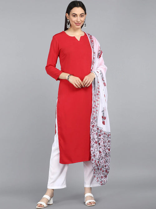 Ahika Poly Crepe Printed Kurta Pant Dupatta