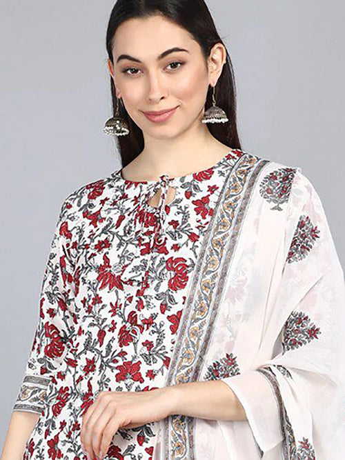 Ahika Polyester Printed Kurta Pant Dupatta Set